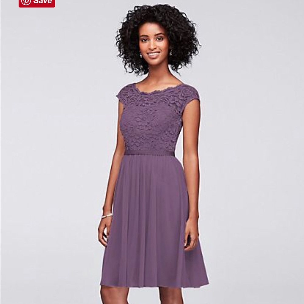 Short Lace and Mesh Dress w Illusion Neckline